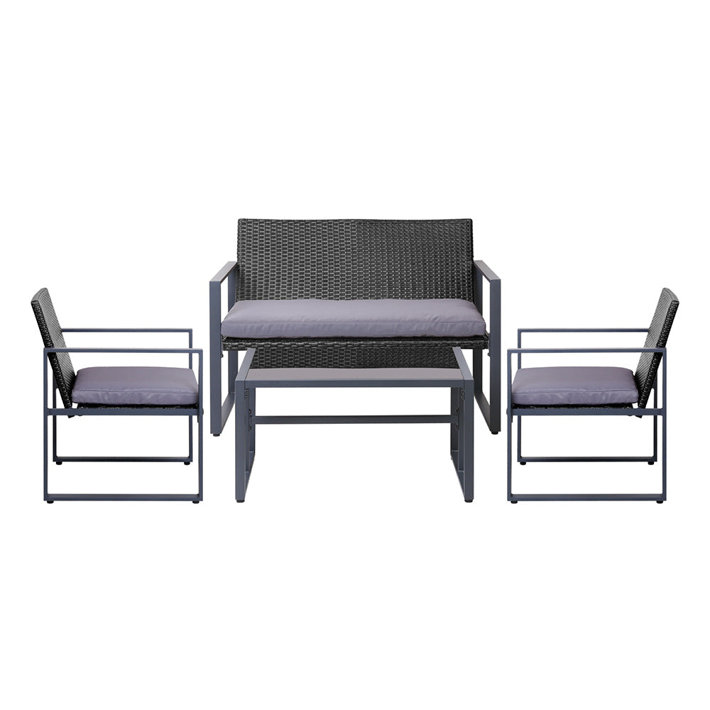 NNEDSZ 4PC Outdoor Furniture Patio Table Chair Black