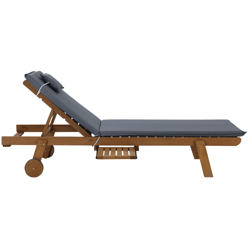 NNEDSZ Sun Lounger Wicker Lounge Day Bed Wheel Patio Outdoor Setting Furniture