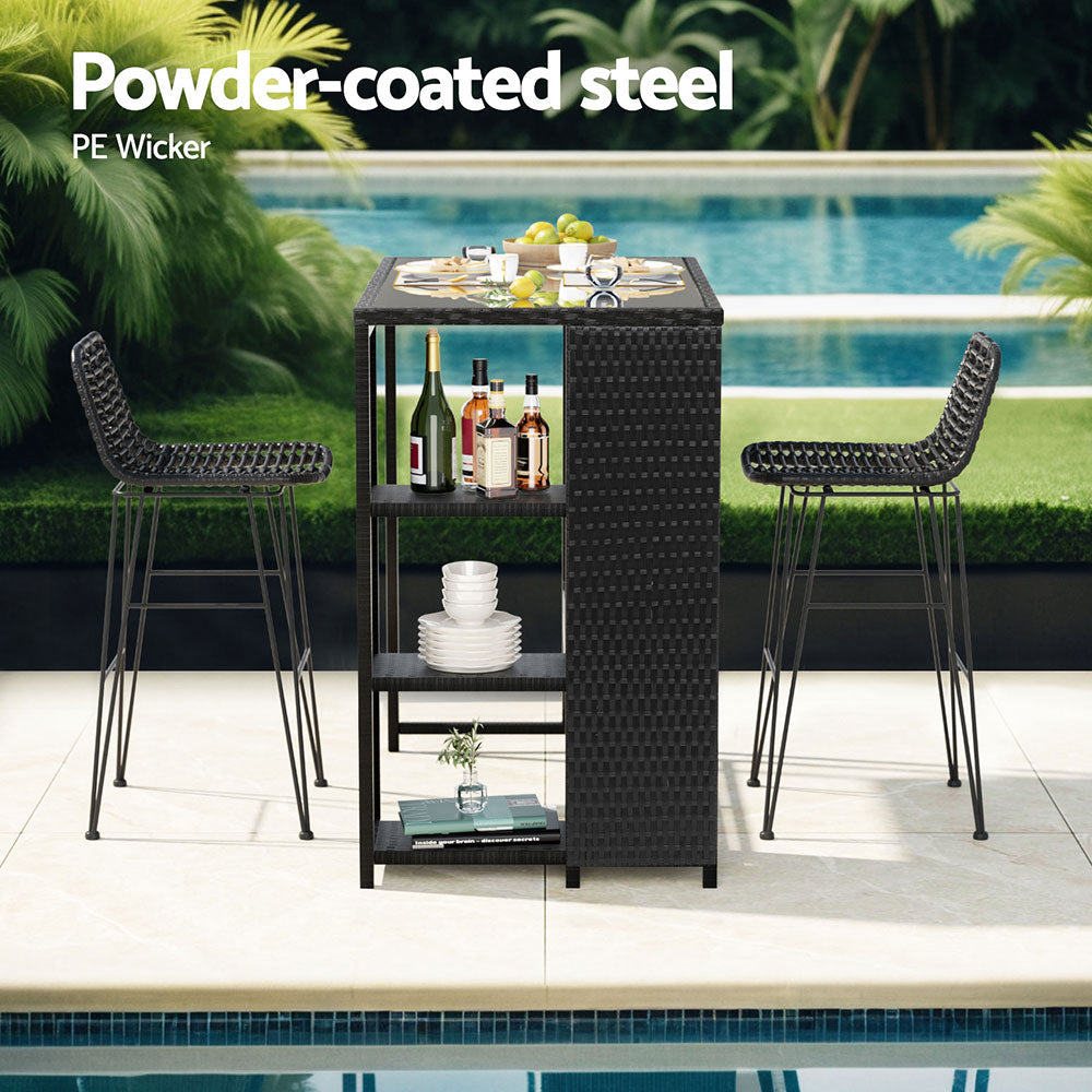 NNEDSZ Gardeon Outdoor Bar Set Patio Furniture Dining Chairs Table and Chairs Wicker