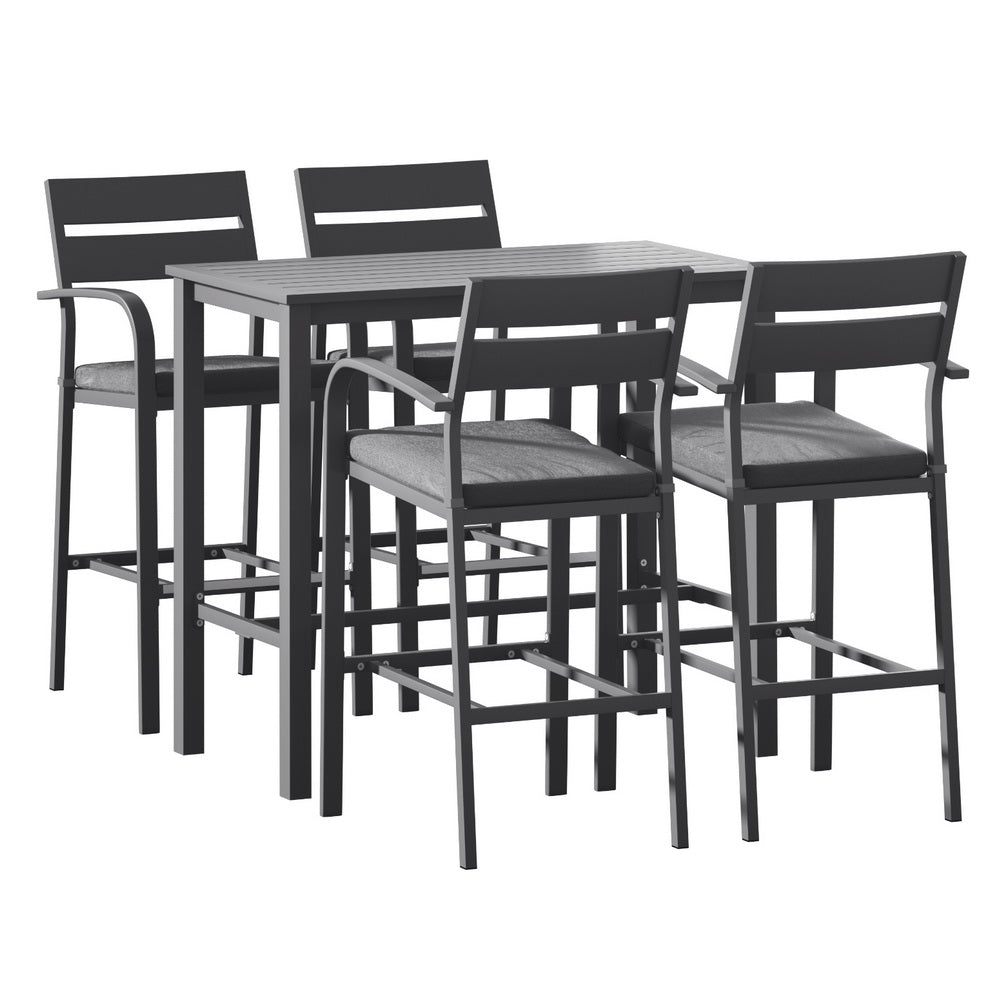 NNEDSZ Gardeon Outdoor Bar Set 5-Piece Patio Dining Chairs Aluminium Table Stools