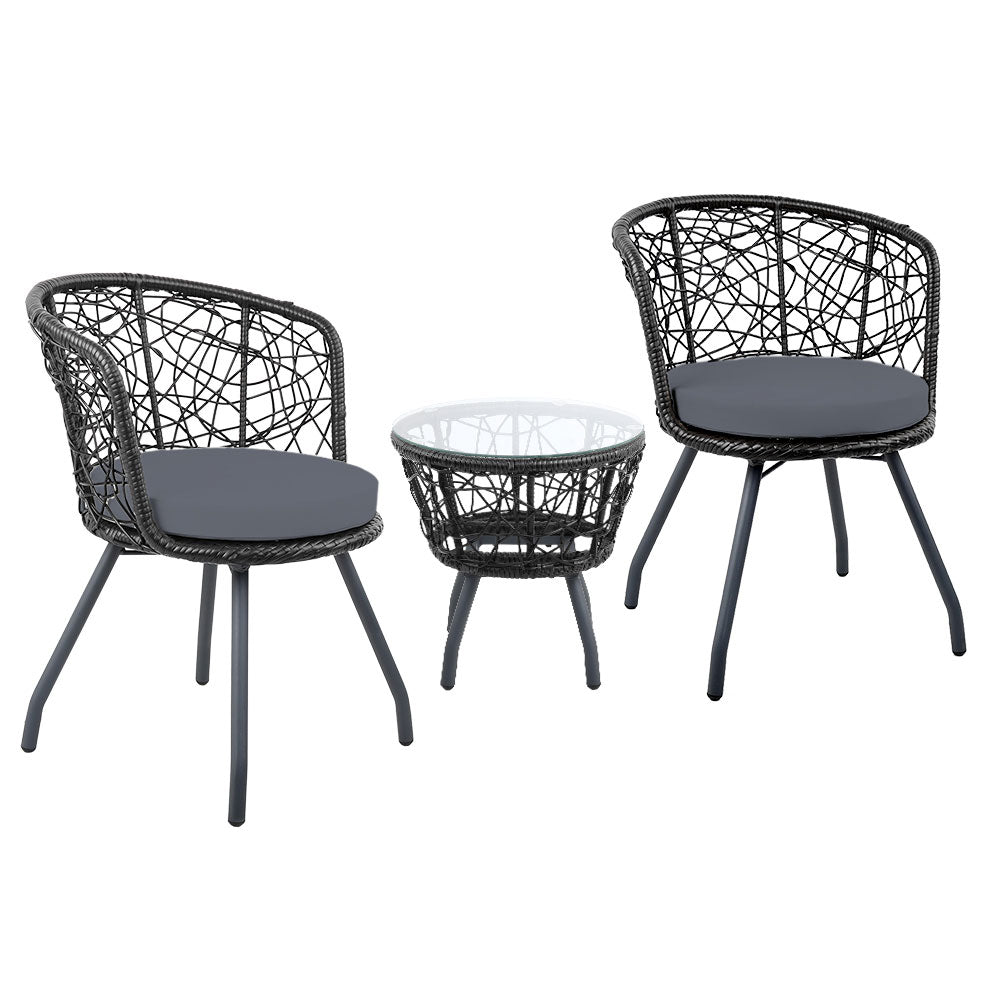 NNEDSZ Outdoor Patio Chair and Table - Black