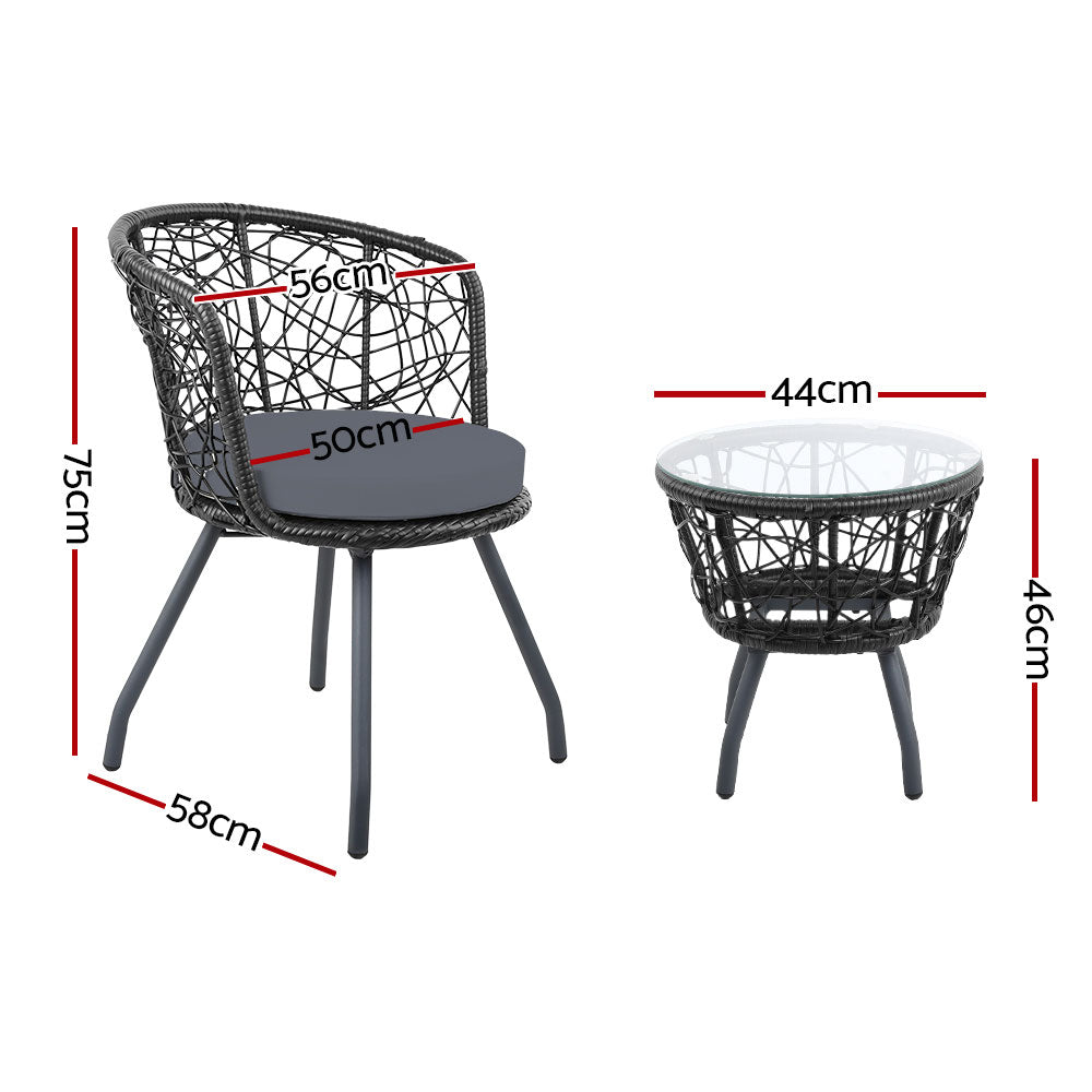NNEDSZ Outdoor Patio Chair and Table - Black