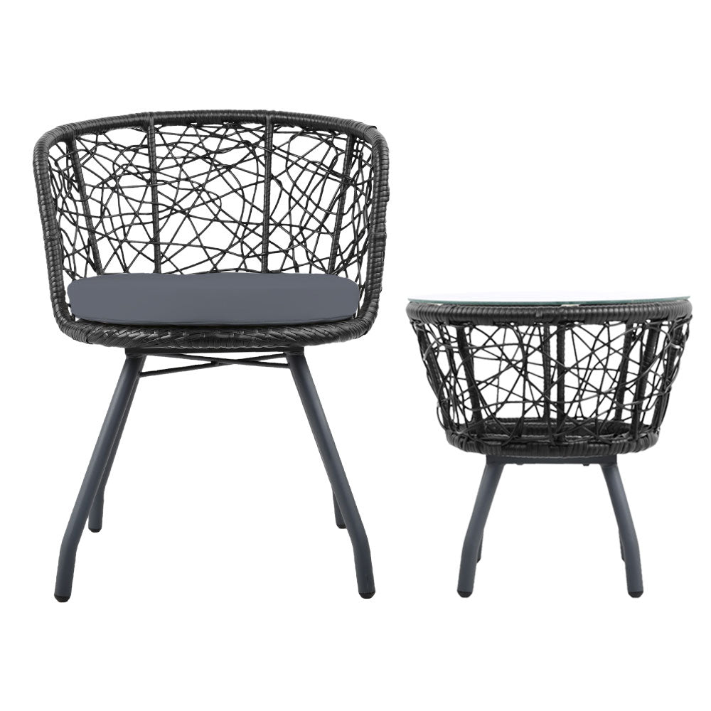 NNEDSZ Outdoor Patio Chair and Table - Black