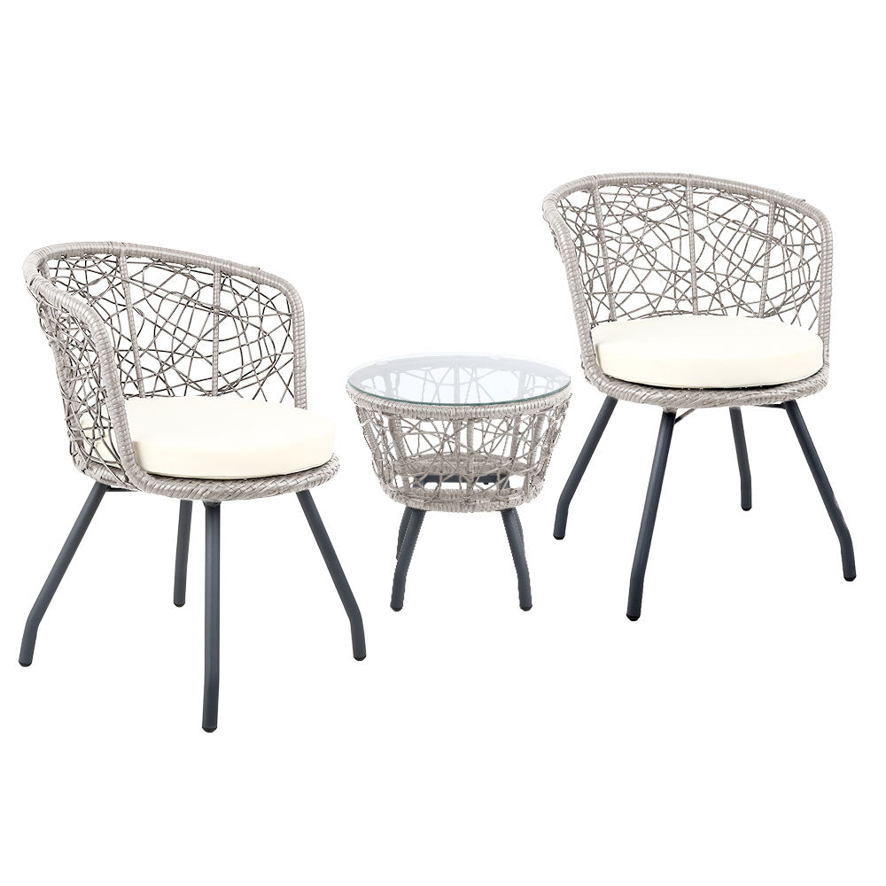 NNEDSZ Outdoor Patio Chair and Table - Grey