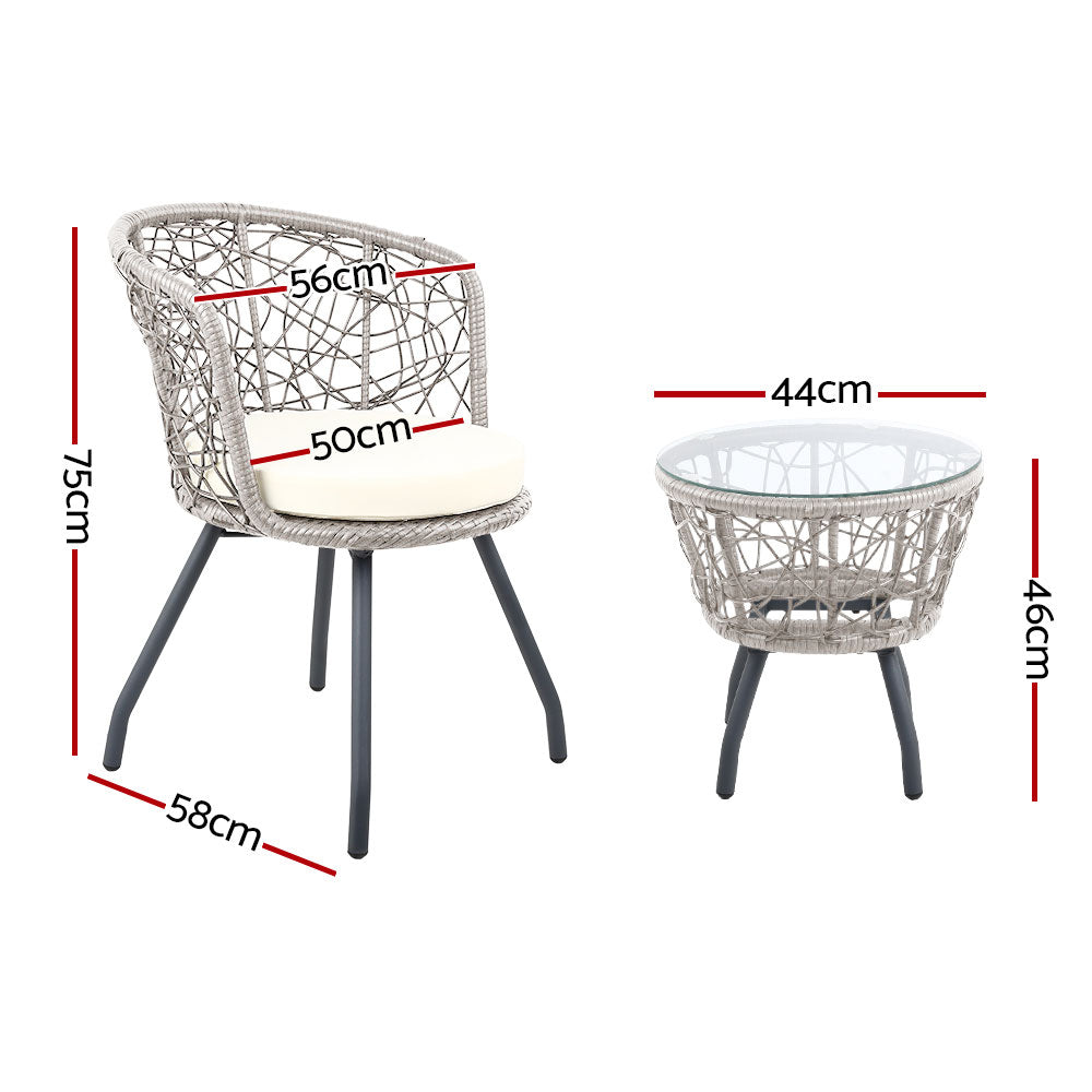 NNEDSZ Outdoor Patio Chair and Table - Grey