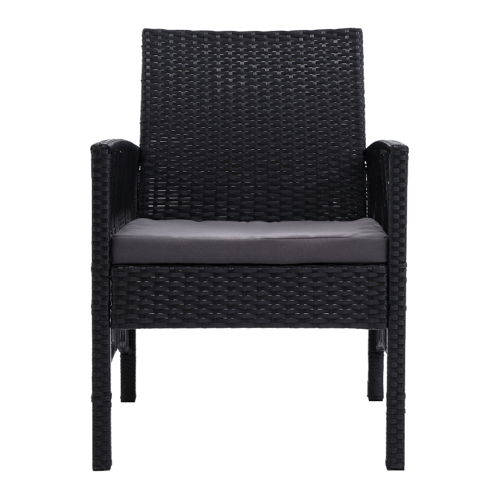 NNEDSZ Furniture Set of 2 Dining Chairs Wicker Garden Patio Cushion Black Gardeon