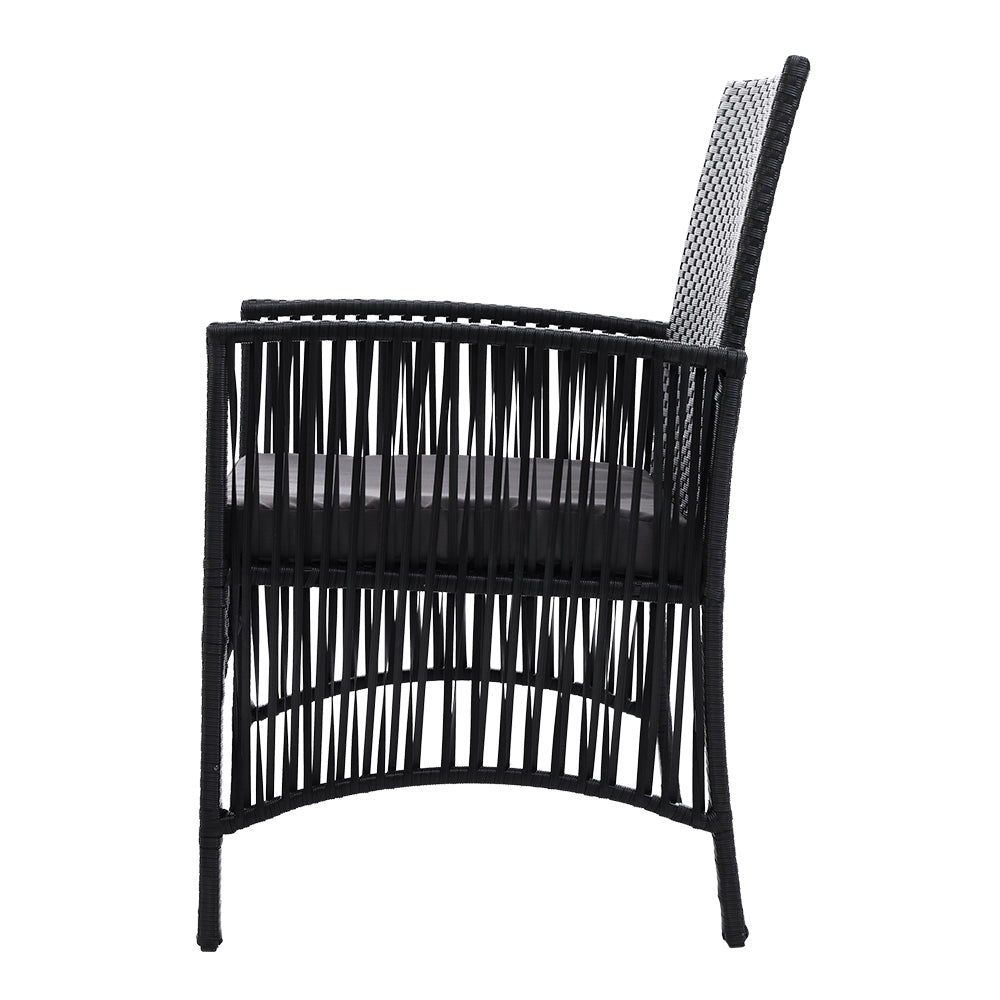 NNEDSZ Furniture Set of 2 Dining Chairs Wicker Garden Patio Cushion Black Gardeon
