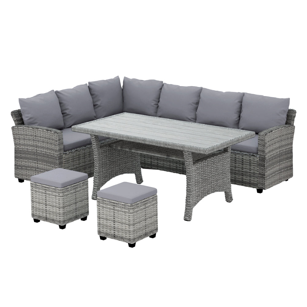 NNEDSZ 9-Seater Outdoor Dining Set Patio Furniture Wicker Lounge Table Chairs