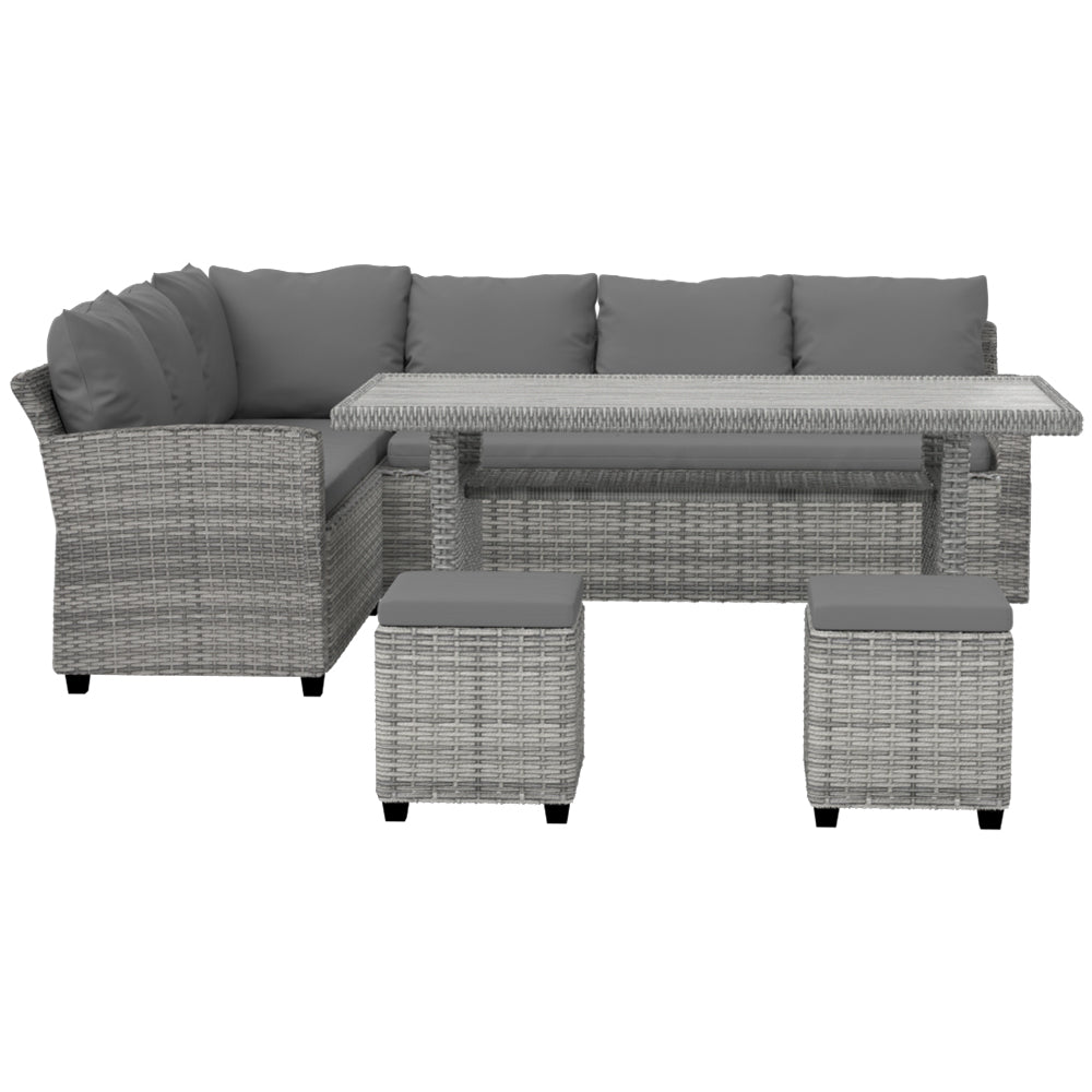 NNEDSZ 9-Seater Outdoor Dining Set Patio Furniture Wicker Lounge Table Chairs
