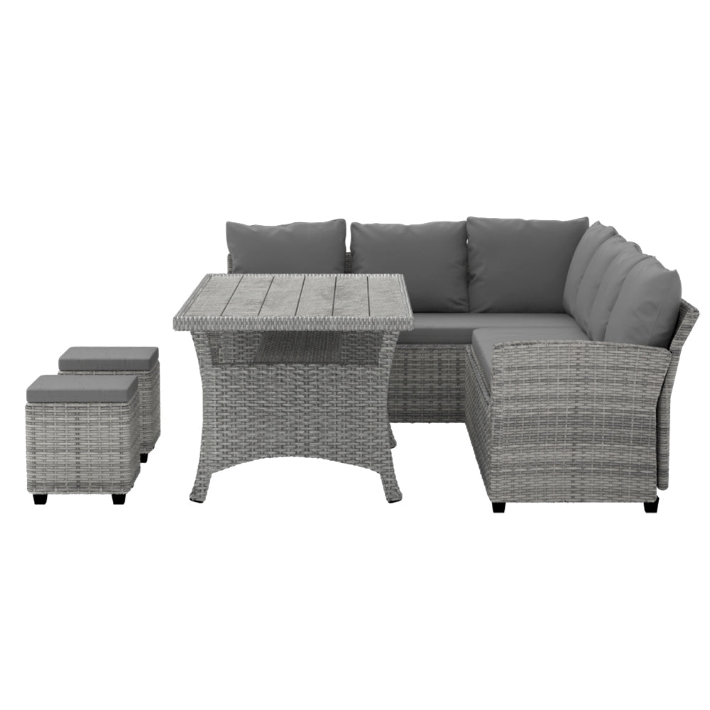 NNEDSZ 9-Seater Outdoor Dining Set Patio Furniture Wicker Lounge Table Chairs