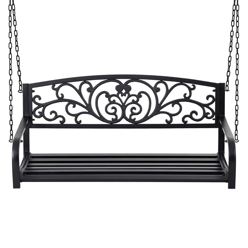 NNEDSZ Gardeon Outdoor Porch Swing Chair Patio Furniture Floral Backrest 2 Seater Black