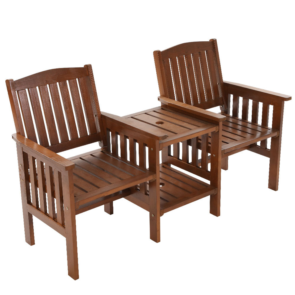 NNEDSZ Bench Chair Table Loveseat Wooden Outdoor Furniture Patio Park Brown