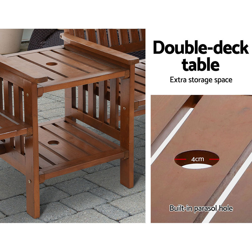 NNEDSZ Bench Chair Table Loveseat Wooden Outdoor Furniture Patio Park Brown