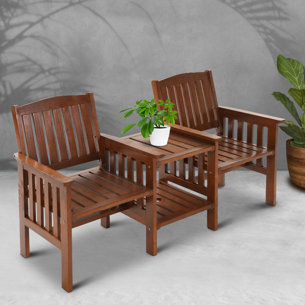 NNEDSZ Bench Chair Table Loveseat Wooden Outdoor Furniture Patio Park Brown