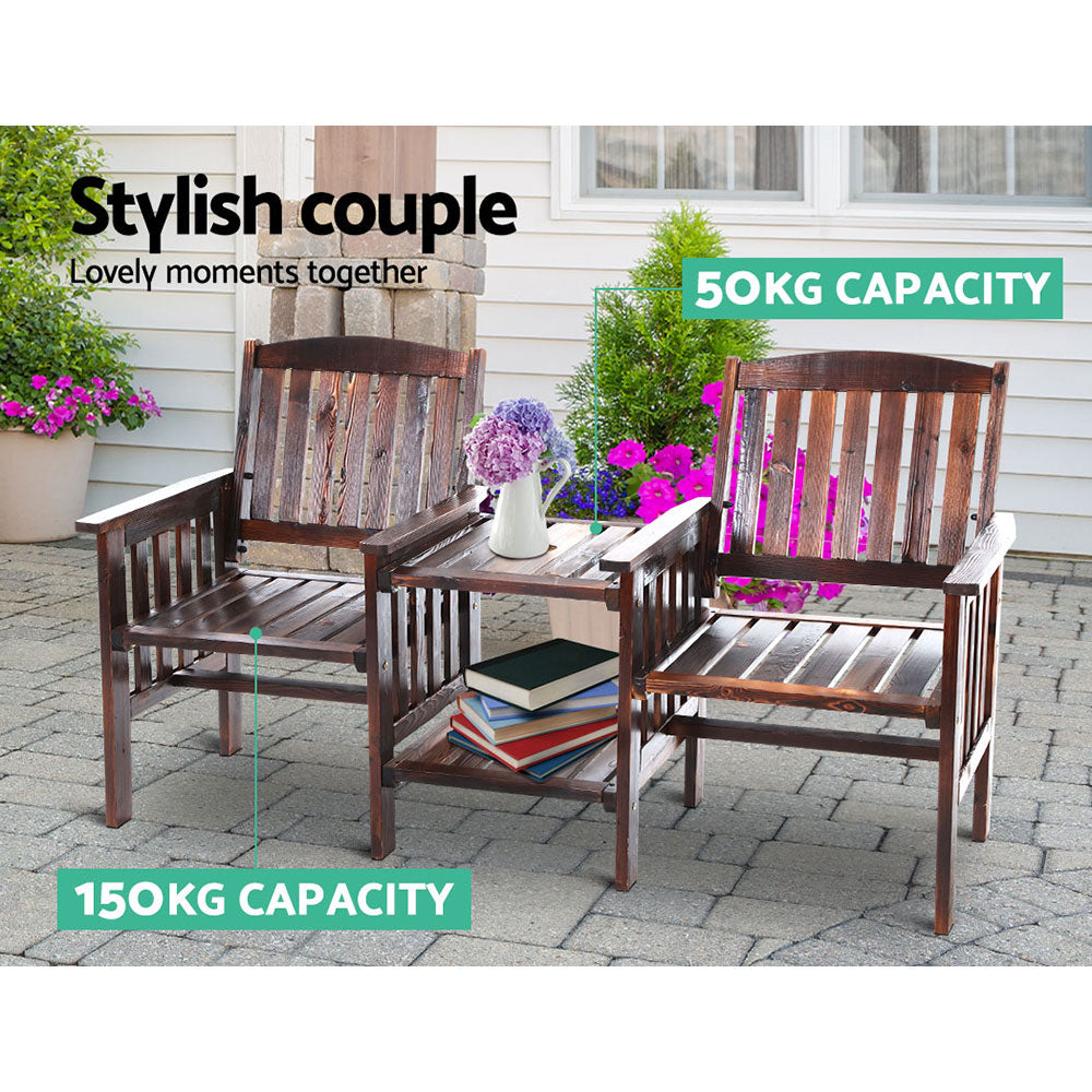 NNEDSZ  Garden Bench Chair Table Loveseat Wooden Outdoor Furniture Patio Park Charcoal