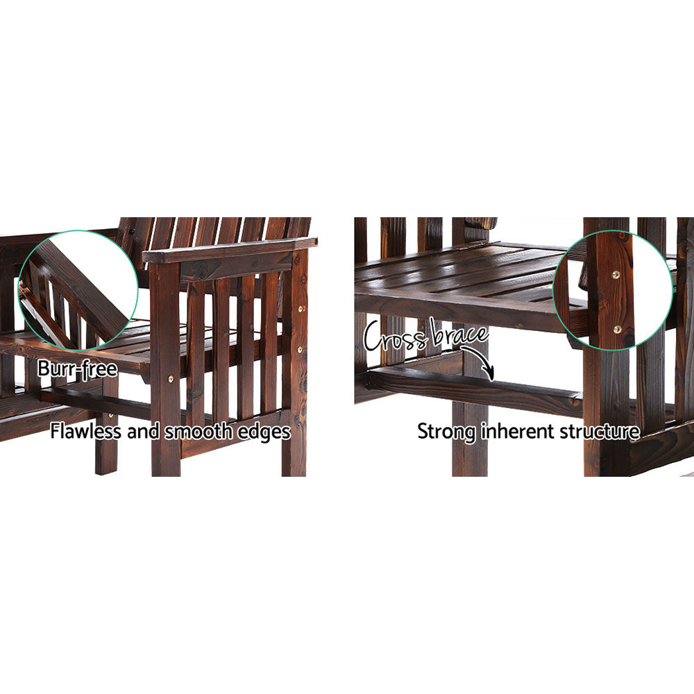 NNEDSZ  Garden Bench Chair Table Loveseat Wooden Outdoor Furniture Patio Park Charcoal
