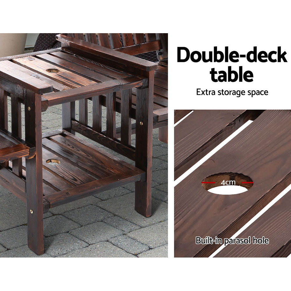 NNEDSZ  Garden Bench Chair Table Loveseat Wooden Outdoor Furniture Patio Park Charcoal