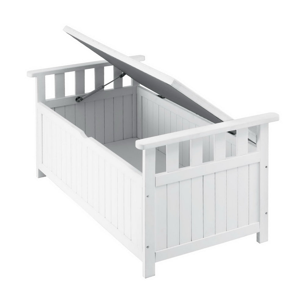 NNEDSZ Gardeon Outdoor Storage Bench Box Wooden Garden Toy Tool Patio Furniture White