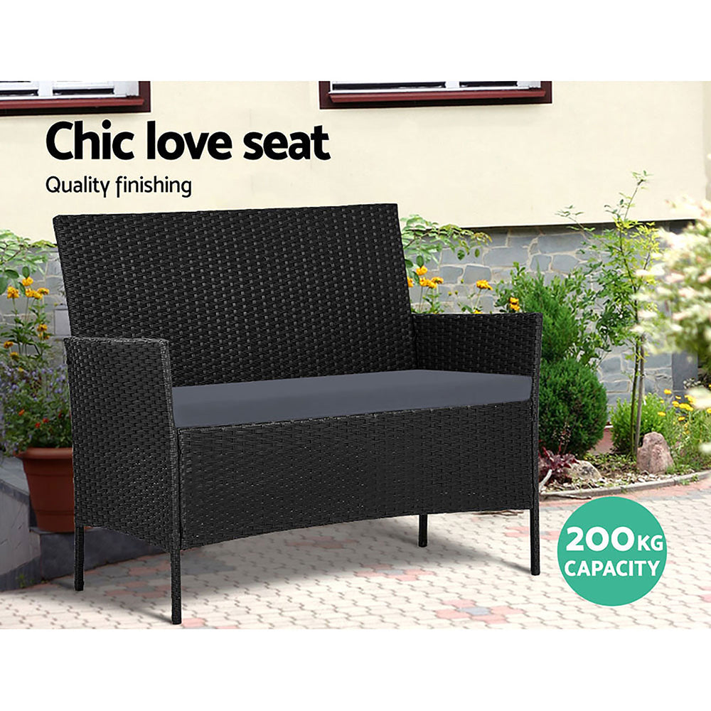 NNEDSZ Garden Furniture Outdoor Lounge Setting Wicker Sofa Patio Storage Cover Black