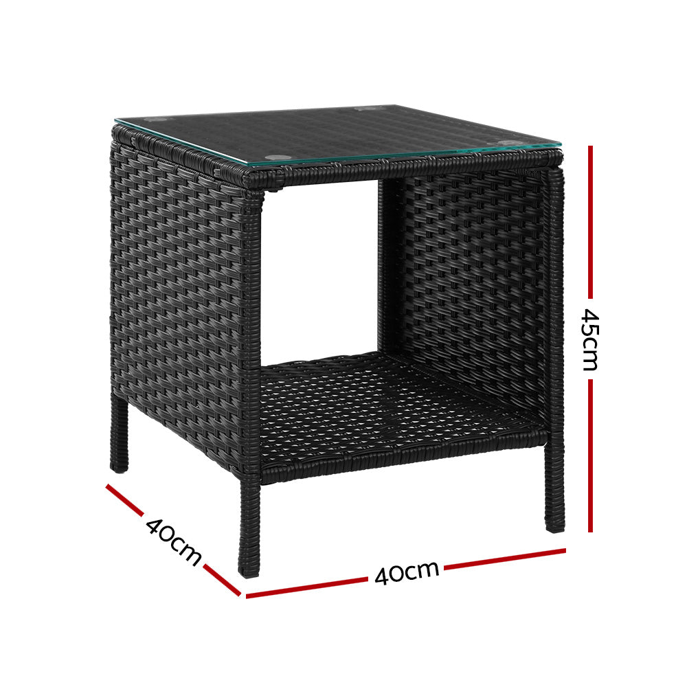 NNEDSZ Side Table Coffee Patio Outdoor Furniture Rattan Desk Indoor Garden Black