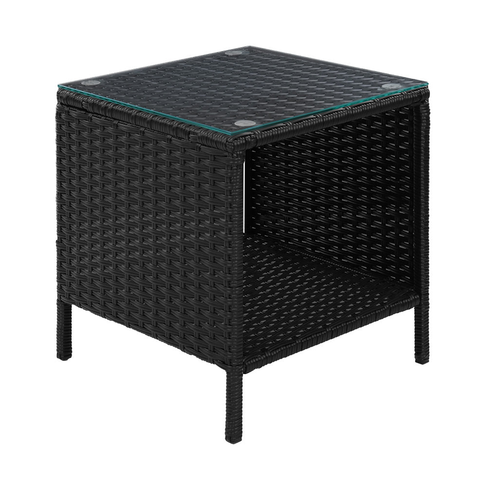 NNEDSZ Side Table Coffee Patio Outdoor Furniture Rattan Desk Indoor Garden Black