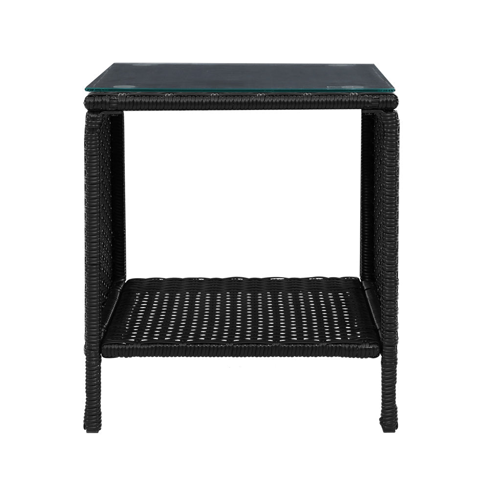 NNEDSZ Side Table Coffee Patio Outdoor Furniture Rattan Desk Indoor Garden Black