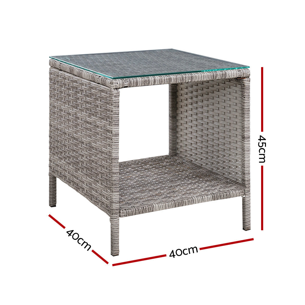 NNEDSZ Side Table Coffee Patio Outdoor Furniture Rattan Desk Indoor Garden Grey