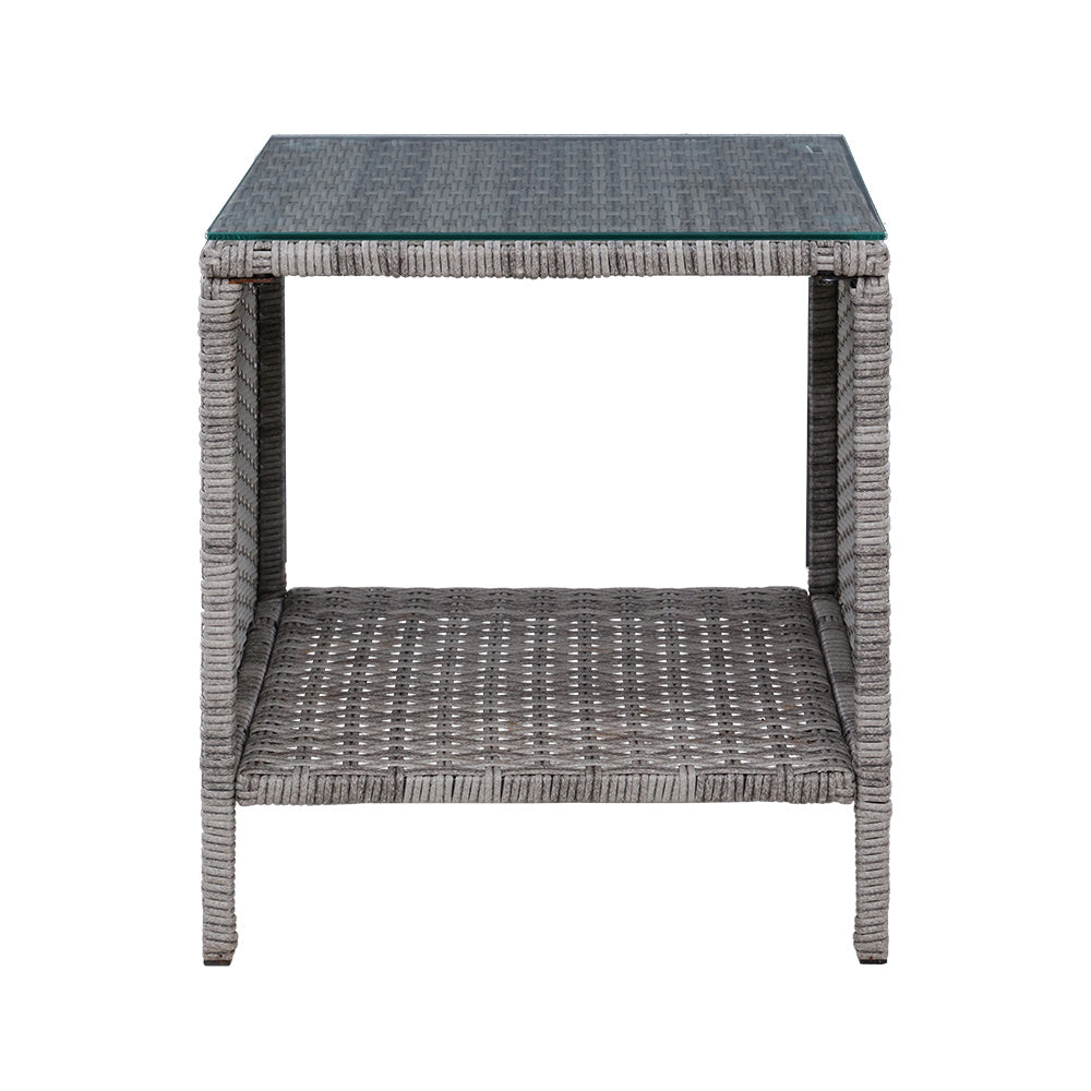 NNEDSZ Side Table Coffee Patio Outdoor Furniture Rattan Desk Indoor Garden Grey