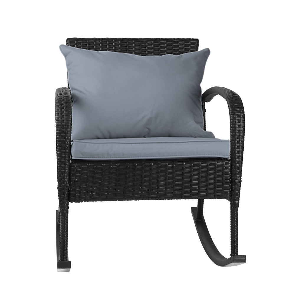 NNEDSZ Furniture Rocking Chair Wicker Garden Patio Lounge Setting Black