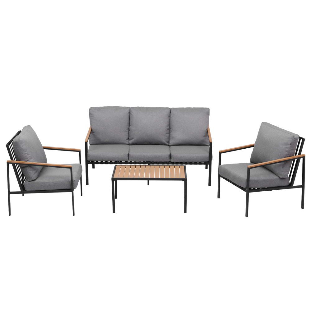 NNEDSZ Gardeon 5 Seater Outdoor Sofa Set 4PCS Table Chair Garden Bench Patio Furniture