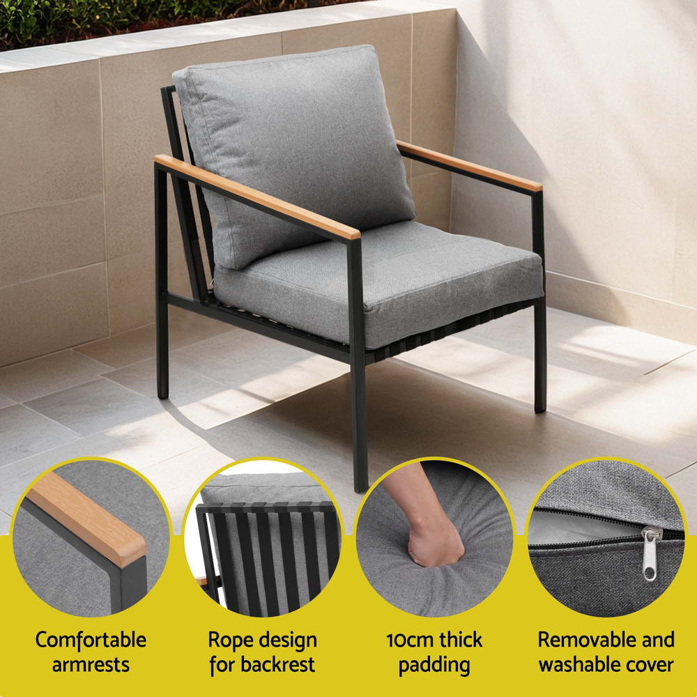 NNEDSZ Gardeon 5 Seater Outdoor Sofa Set 4PCS Table Chair Garden Bench Patio Furniture