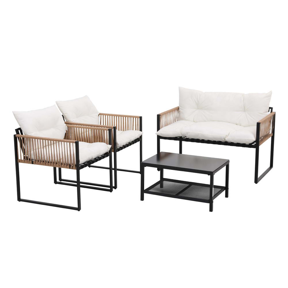 NNEDSZ Gardeon 4 Seater Outdoor Sofa Set 4PCS Table Chair Set Garden Patio Furniture