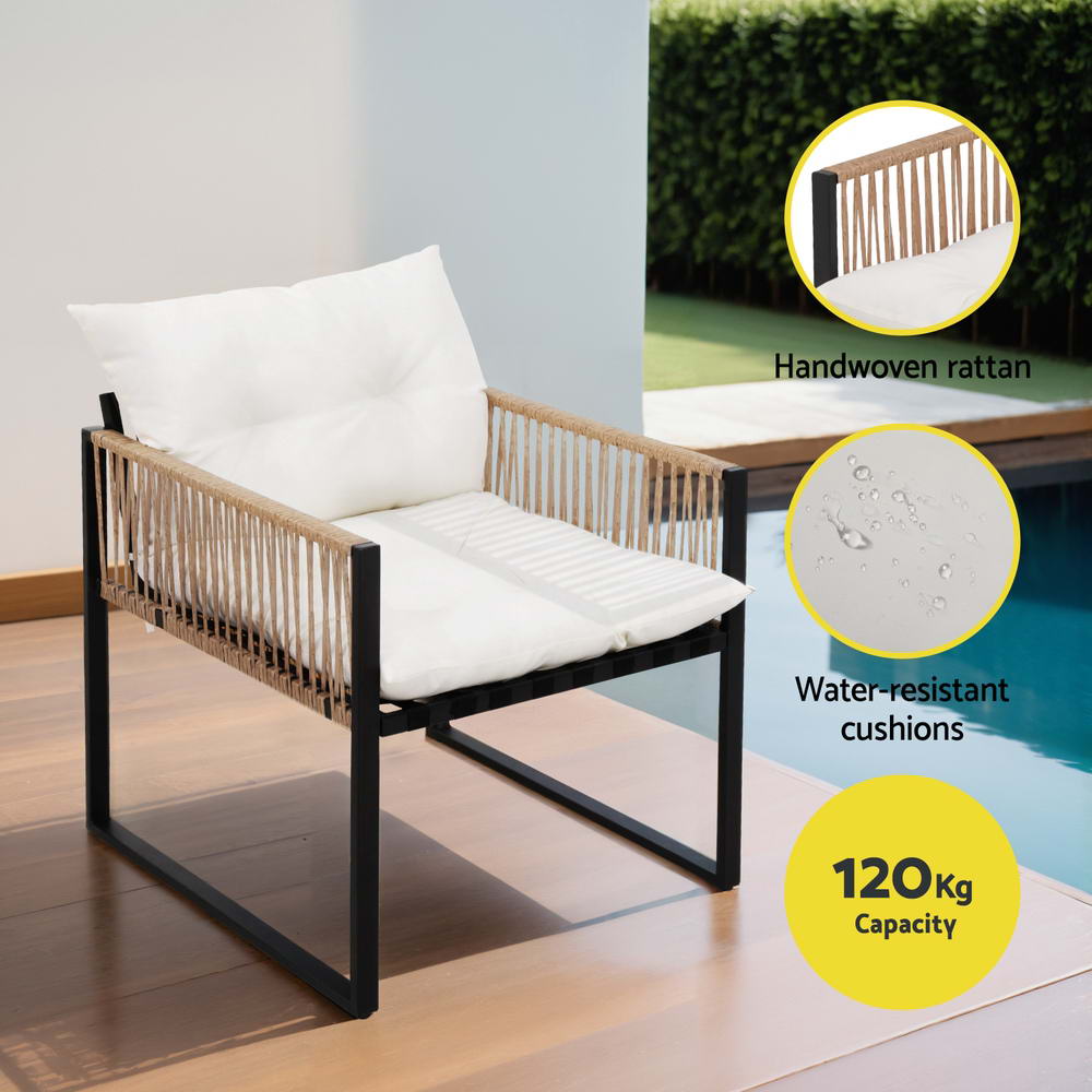 NNEDSZ Gardeon 4 Seater Outdoor Sofa Set 4PCS Table Chair Set Garden Patio Furniture