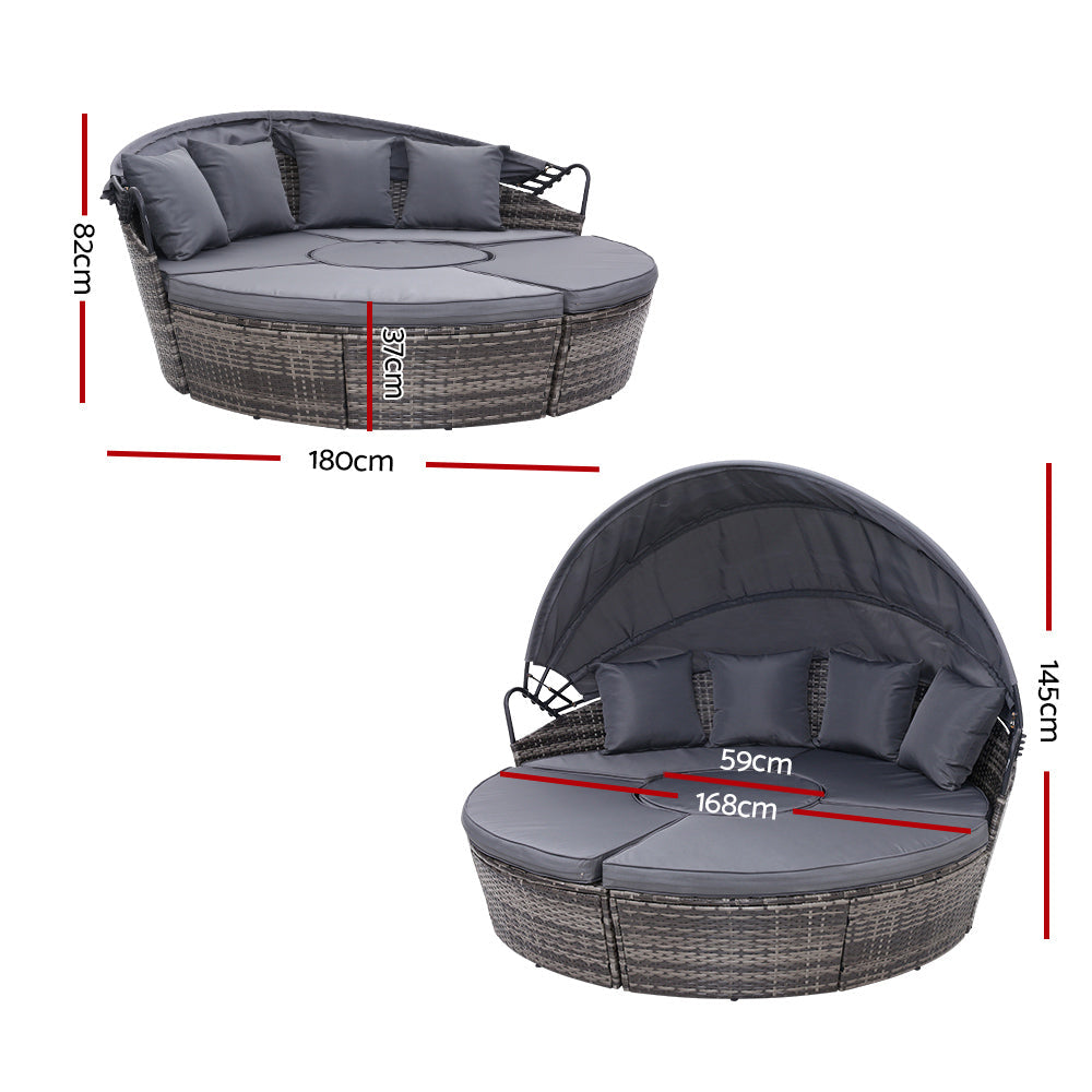 NNEDSZ Lounge Setting Sofa Patio Furniture Wicker Garden Rattan Set Day Bed Grey