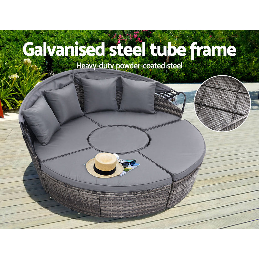 NNEDSZ Lounge Setting Sofa Patio Furniture Wicker Garden Rattan Set Day Bed Grey