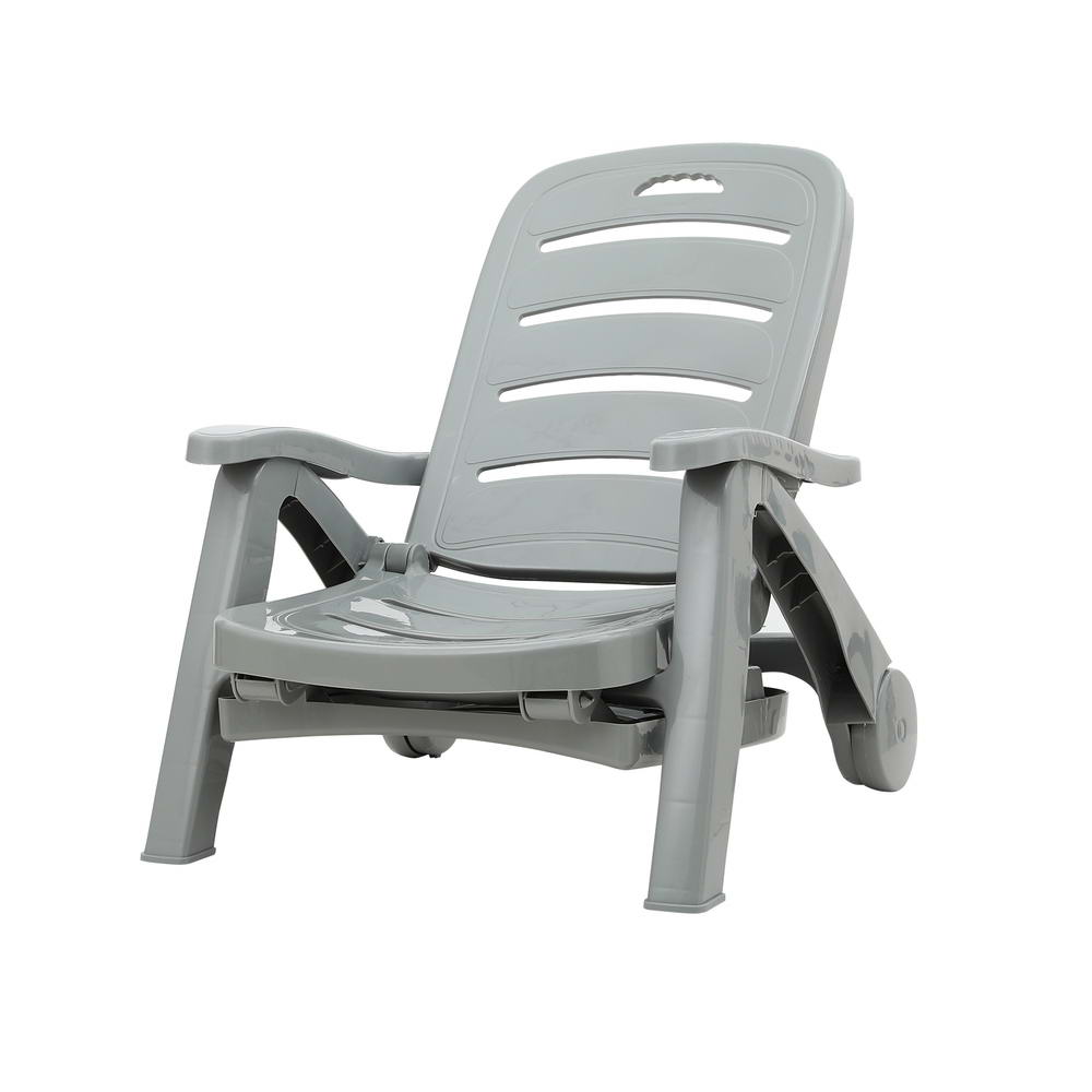 NNEDSZ Gardeon Sun Lounger Folding Lounge Chair Wheels Patio Outdoor Furniture Grey