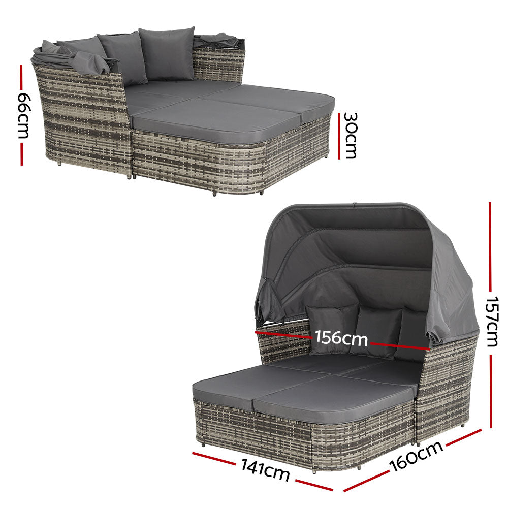 NNEDSZ Outdoor Sun Lounge Setting Patio Furniture Wicker Sofa Garden Day Bed