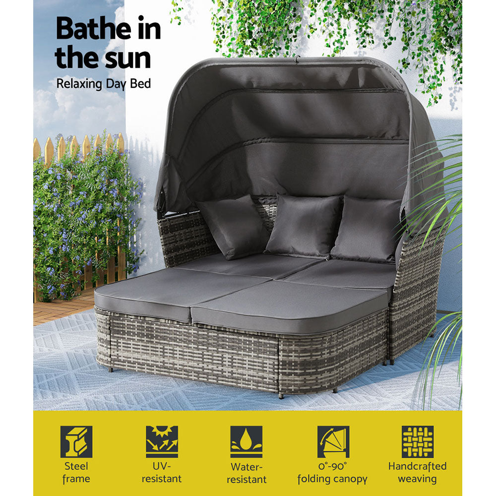 NNEDSZ Outdoor Sun Lounge Setting Patio Furniture Wicker Sofa Garden Day Bed