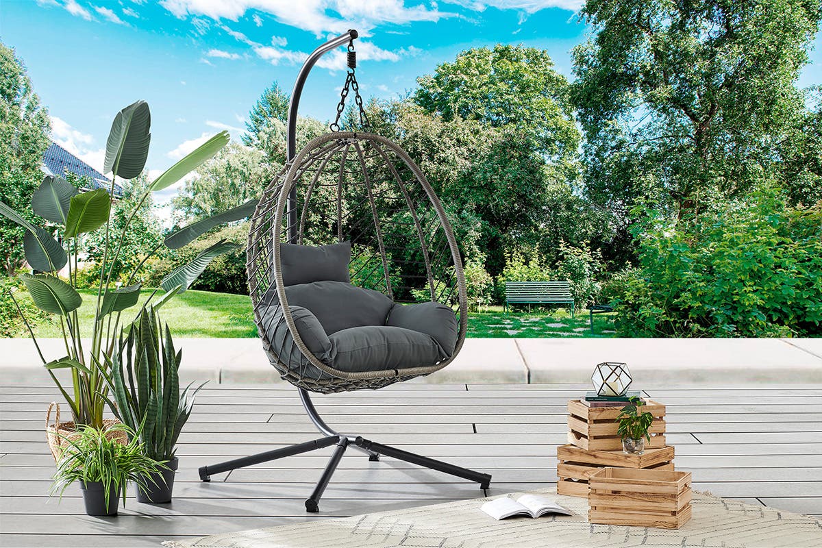 NNEKGE Mackenzie Outdoor Furniture Egg Chair (Grey Grey)