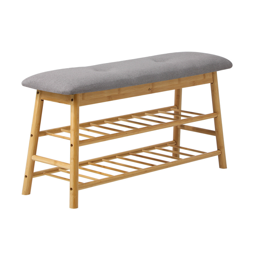 NNEED Shoe Storage Bench Bamboo 90cm