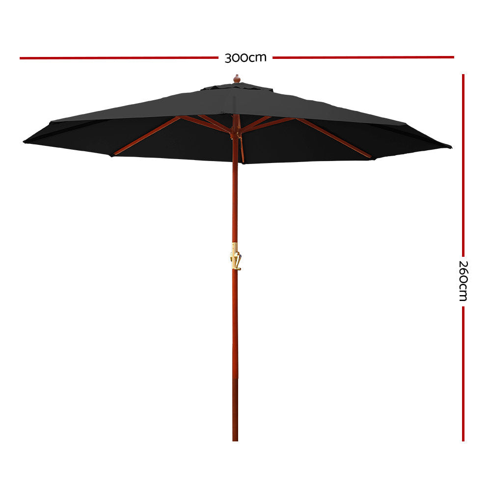 NNEDSZ 3M Outdoor Pole Umbrella Cantilever Stand Garden Umbrellas Patio Black