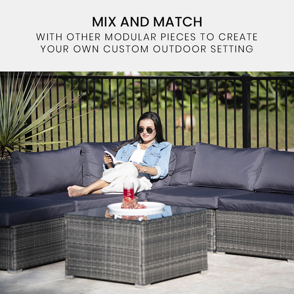 NNEDSZ LONDON RATTAN Outdoor Wicker Coffee Table Patio Furniture 1 Piece, Grey