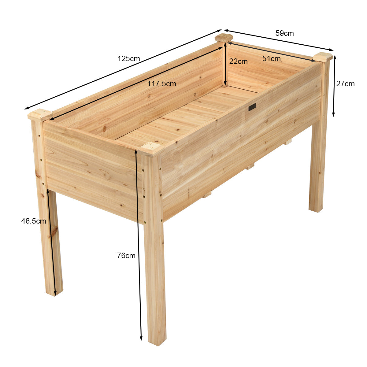 NNECW Wooden Planter Box with 100% Fir Wood Frame for Patio Natural