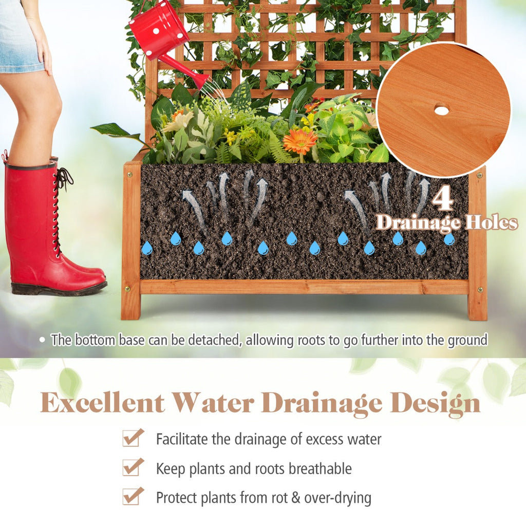 NNECW Raised Garden Bed with Trellis and Drainage Holes for Garden/Patio Balcony