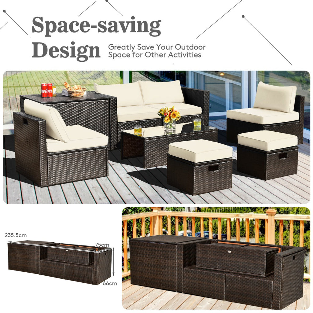NNECW 8-Piece Outdoor Patio Furniture Set with Cushions & Storage Box