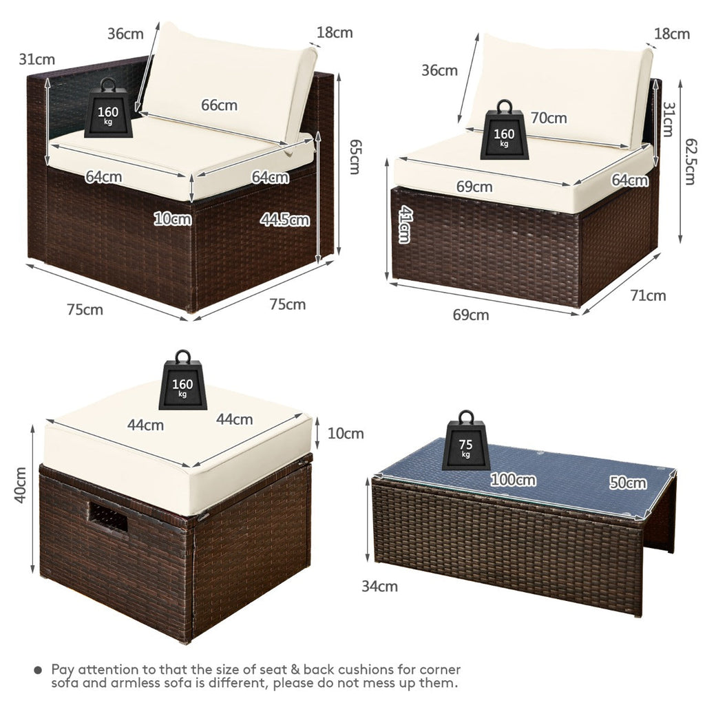 NNECW 8-Piece Outdoor Patio Furniture Set with Cushions & Storage Box