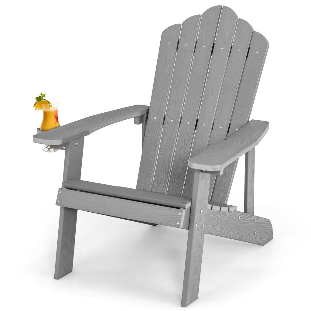 NNECW Adirondack Chair with Cup Holder for Patio-Silver