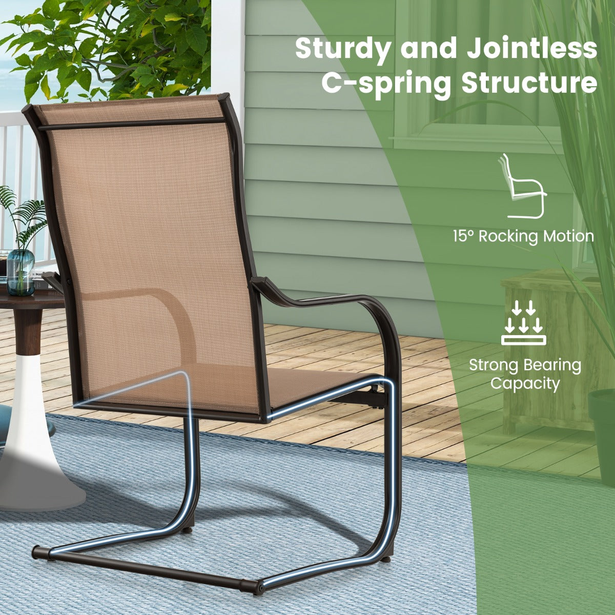 NNECW High Back Patio Chairs with Breathable Fabric for Backyard