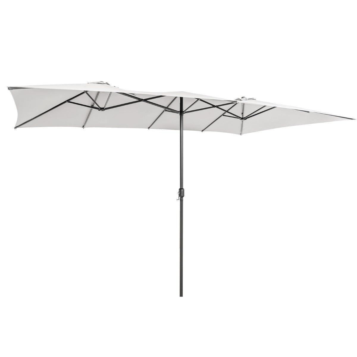 NNECW Double-Sized Patio Umbrella with Crank Handle for Poolside-Beige